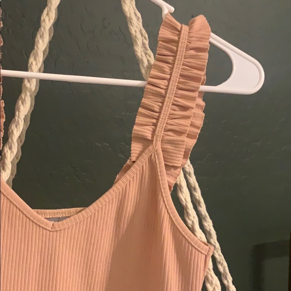 Ruffle Strap Ribbed Crop